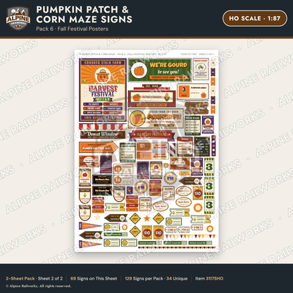 Alpine Railworks 31175HO HO Scale Farm Signs - Pumpkin Patch