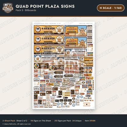 Alpine Railworks 31114N N Scale Roadside Signs - Four Corners
