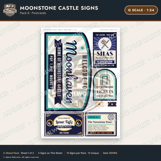 Alpine Railworks 31019G G Scale Roadside Signs - Stone Castle