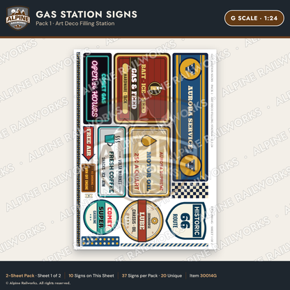 Alpine Railworks 30014G G Scale Gas Station Signs