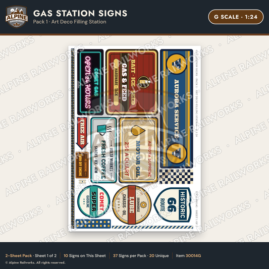 Alpine Railworks 30014G G Scale Gas Station Signs