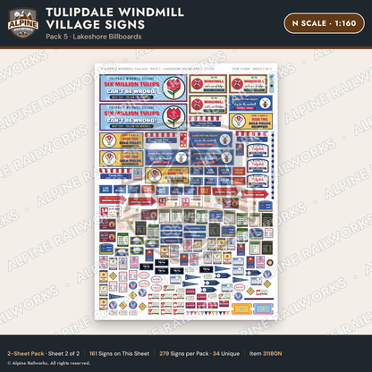 Alpine Railworks 31180N N Scale Roadside Signs - Windmill Village