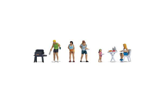 Noch 15881 HO Scale People Camping -- 5 Figures, Grill, Table and Chair