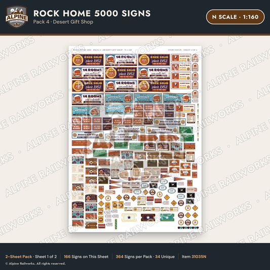 Alpine Railworks 31035N N Scale Roadside Signs - Cliff Rock House