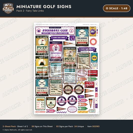Alpine Railworks 30219O O Scale Miniature Golf Signs