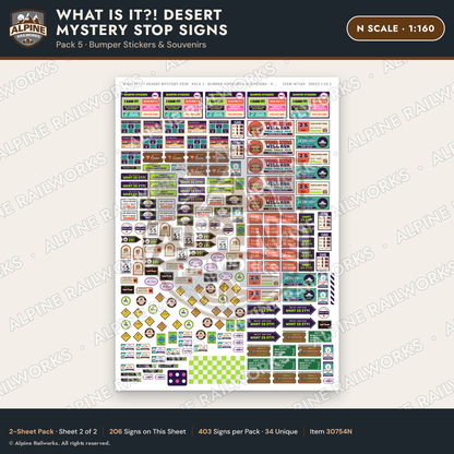 Alpine Railworks 30754N N Scale Roadside Signs - Desert Mystery Stop
