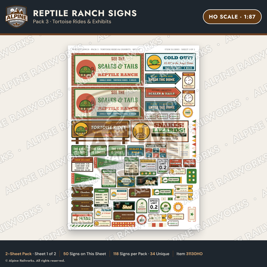 Alpine Railworks 31130HO HO Scale Roadside Signs - Reptile Zoo