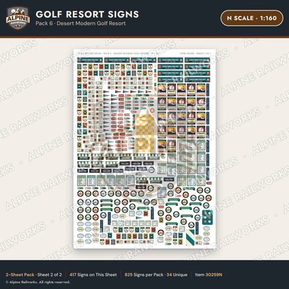 Alpine Railworks 30259N N Scale Golf Resort Signs