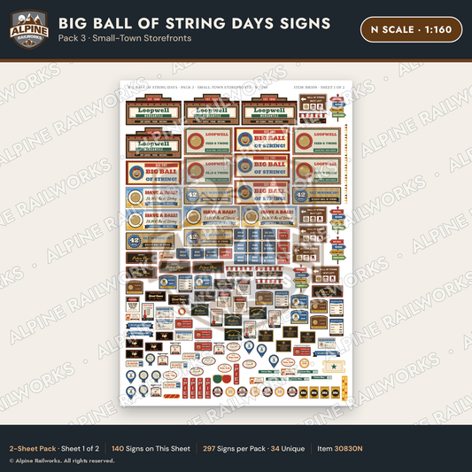 Alpine Railworks 30830N N Scale Roadside Signs - Giant Ball of Twine