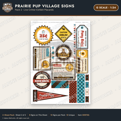 Alpine Railworks 30973G G Scale Roadside Signs - Prairie Dog Town
