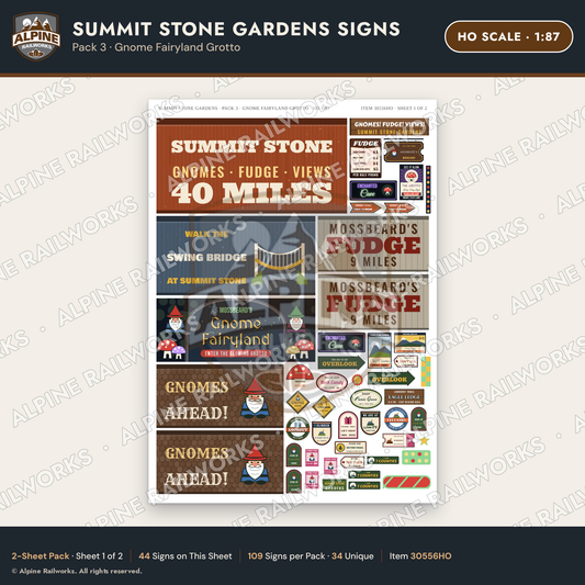 Alpine Railworks 30556HO HO Scale Roadside Signs - Rock Garden