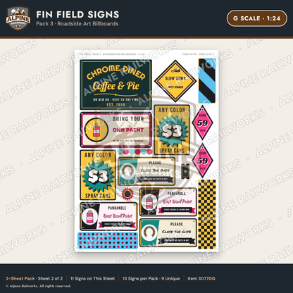 Alpine Railworks 30770G G Scale Roadside Signs - Buried Car Art