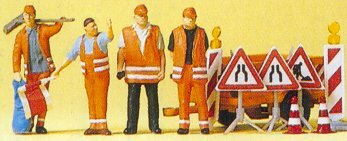 Preiser 10347 HO Scale People Working Street Repair Crew w/Accessories