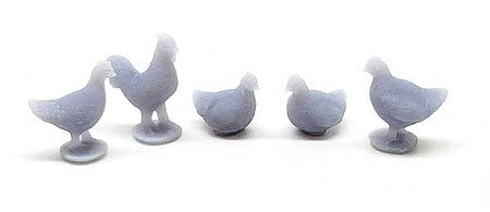 All Scale Miniatures 870999 HO Scale Chickens -- pkg(5)