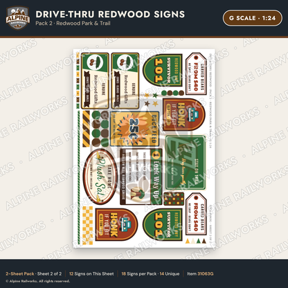 Alpine Railworks 31063G G Scale Roadside Signs - Drive-Thru Tree