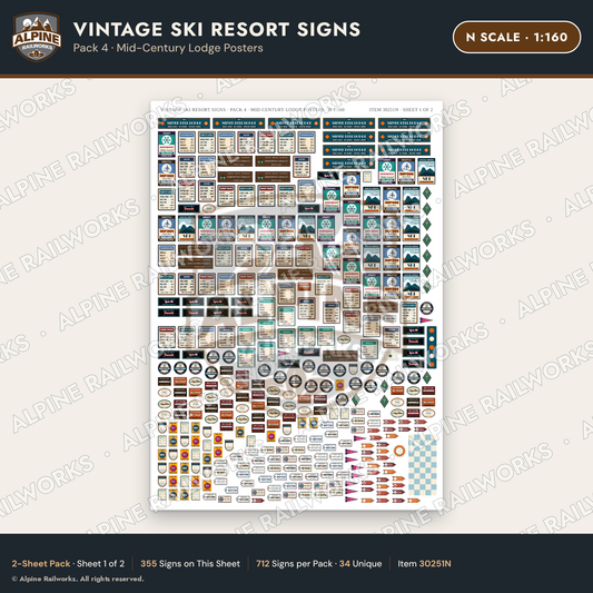 Alpine Railworks 30251N N Scale Vintage Ski Resort Signs