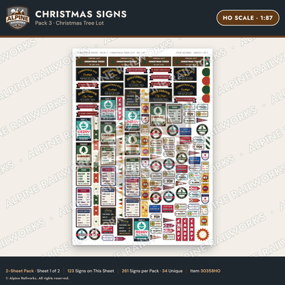 Alpine Railworks 30358HO HO Scale Christmas Signs - Christmas Tree Lot
