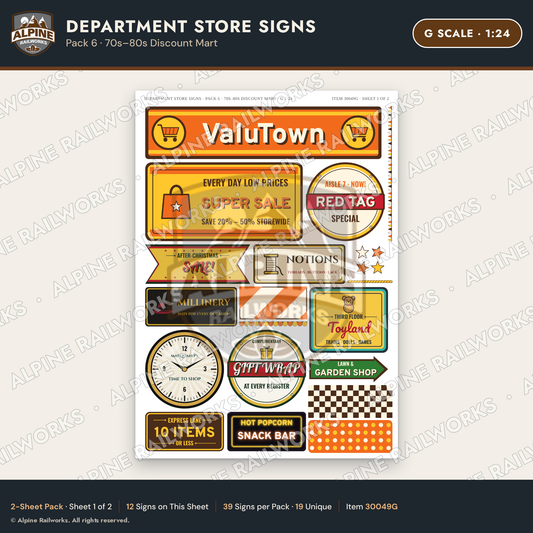 Alpine Railworks 30049G G Scale Department Store Signs