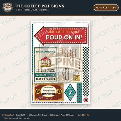 Alpine Railworks 30891G G Scale Roadside Signs - Coffee Pot Diner