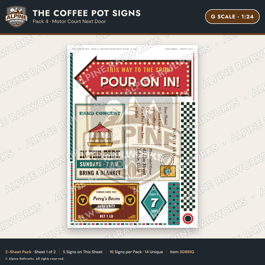 Alpine Railworks 30891G G Scale Roadside Signs - Coffee Pot Diner