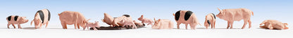 Noch 15712 HO Scale Pig Sty -- Laser-Cut Kit w/12 Pigs, Wood Fencing & Hay
