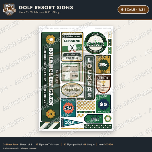 Alpine Railworks 30255G G Scale Golf Resort Signs - Clubhouse