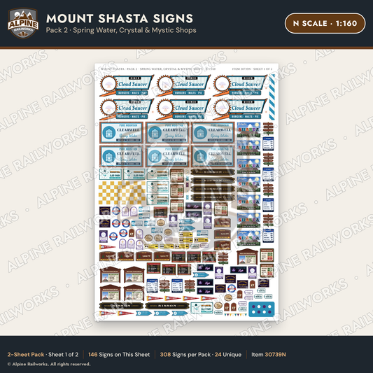 Alpine Railworks 30739N N Scale Tourist Signs - Mount Shasta