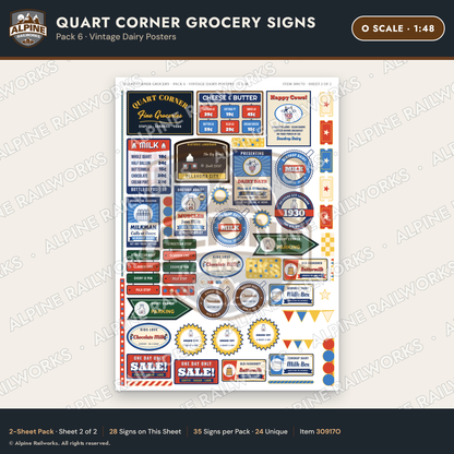 Alpine Railworks 30917O O Scale Roadside Signs - Milk Bottle Grocery