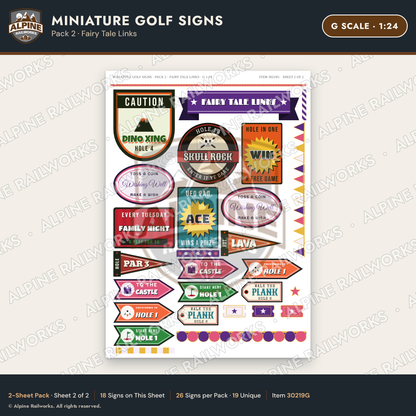 Alpine Railworks 30219G G Scale Miniature Golf Signs
