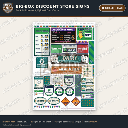 Alpine Railworks 30680O O Scale Big-Box Discount Store Signs