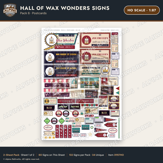 Alpine Railworks 31157HO HO Scale Roadside Signs - Wax Museum