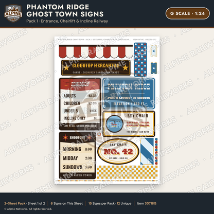 Alpine Railworks 30718G G Scale Roadside Signs - Mountain Ghost Town