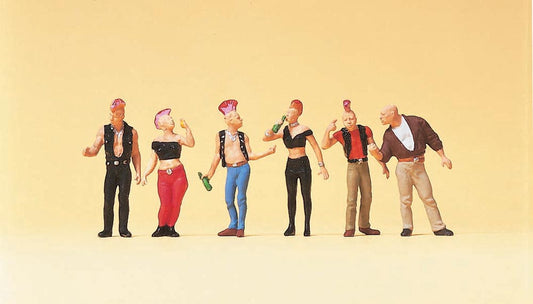 Preiser 10473 HO Scale Punk Rockers Figure Set pkg(6)