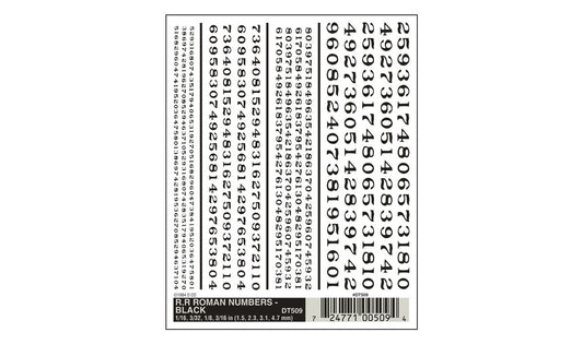 Woodland Scenics DT509 All Scale RR Roman Numbers Black