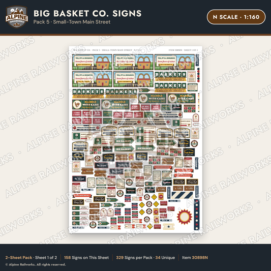 Alpine Railworks 30898N N Scale Roadside Signs - Basket Building