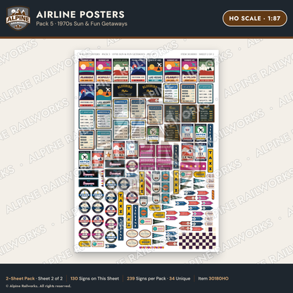 Alpine Railworks 30180HO HO Scale Airline Posters - 1970s Sun