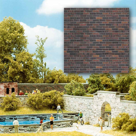 Busch 7424 HO/TT Scale Dark Brick Decorative Panels, pkg(2)