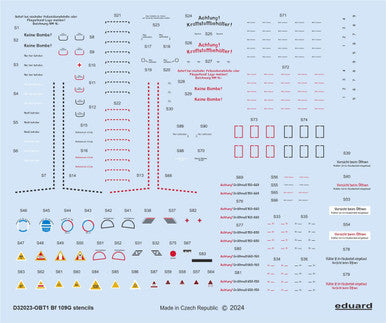 Eduard D32023 1/32 Bf 109G Stencils Decal for REVELL/HASEGAWA