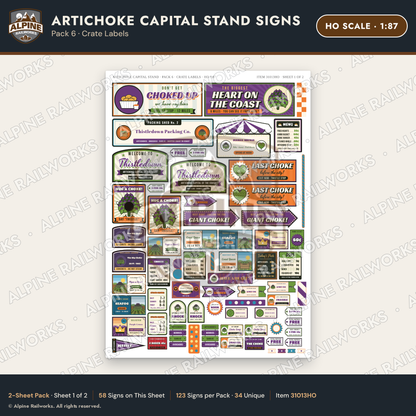 Alpine Railworks 31013HO HO Scale Roadside Signs - Giant Artichoke