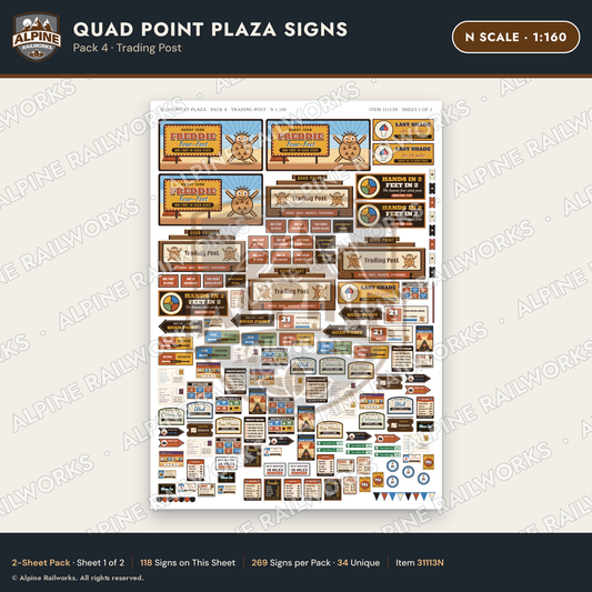 Alpine Railworks 31113N N Scale Roadside Signs - Four Corners