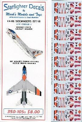 Starfighter Decals 350105s 1/350 - A7E Corsair II VA86 Sidewinders