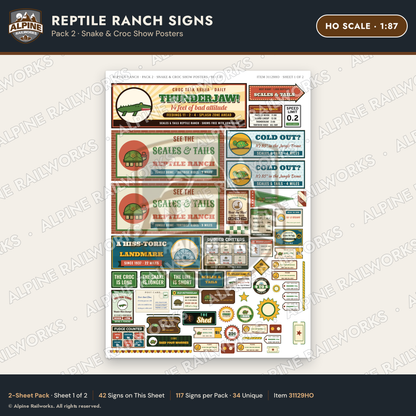 Alpine Railworks 31129HO HO Scale Roadside Signs - Reptile Zoo
