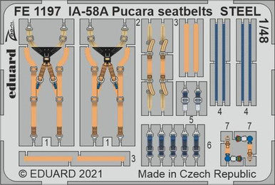 Eduard FE1197 1/48 IA-58A Pucara Seatbelts Steel for Kinetic