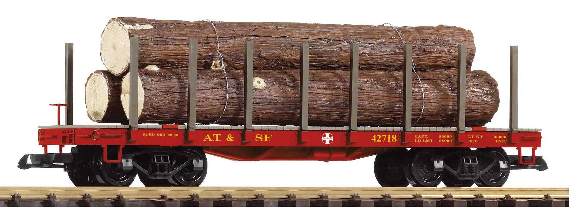 Piko 38786 G Scale SF Flatcar with Redwood Log Load