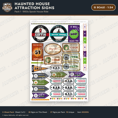Alpine Railworks 30230G G Scale Haunted House Attraction Signs