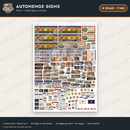 Alpine Railworks 30822N N Scale Roadside Attraction Signs - Car Henge