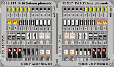 Eduard 32517 1/32 F-16 Placards for HSG (Pre-Painted)