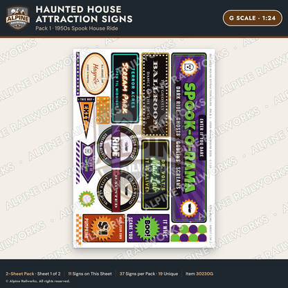 Alpine Railworks 30230G G Scale Haunted House Attraction Signs