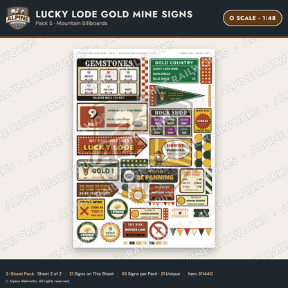 Alpine Railworks 31144O O Scale Roadside Signs - Gold Panning Mine