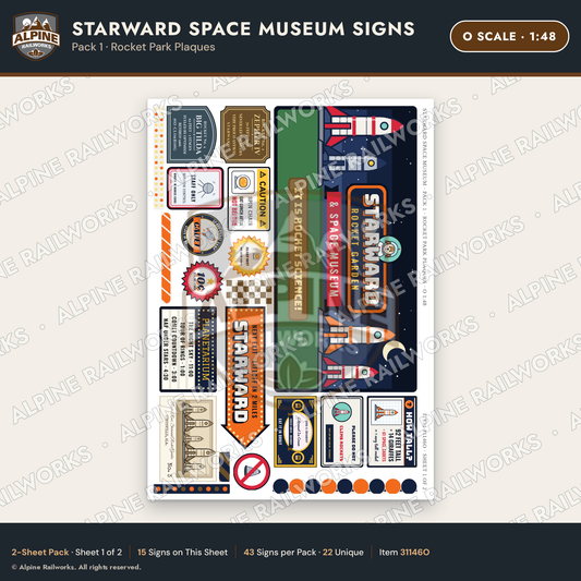 Alpine Railworks 31146O O Scale Roadside Signs - Space Museum